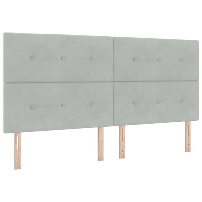 Boxspring bed met matras Lichtgrijs 200 x 200 cm Fluweel