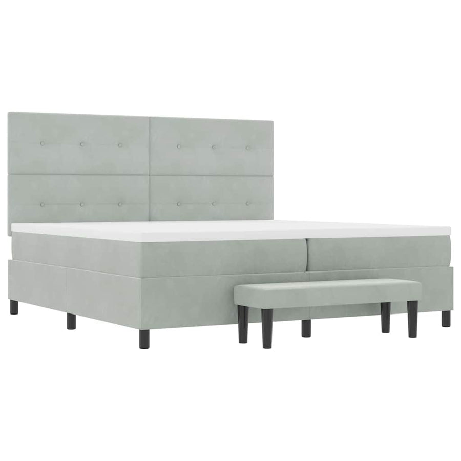 Boxspring bed met matras Lichtgrijs 200 x 200 cm Fluweel