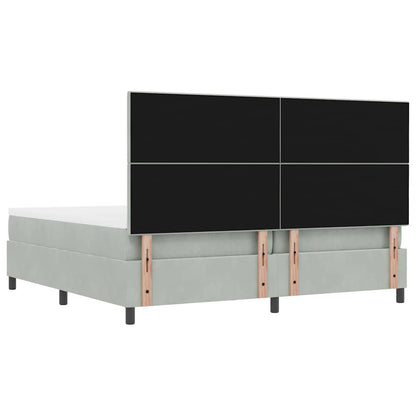 Boxspring bed met matras Lichtgrijs 200 x 200 cm Fluweel