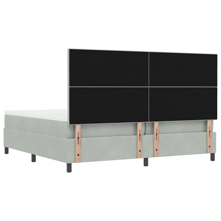 Boxspring bed met matras Lichtgrijs 200 x 200 cm Fluweel