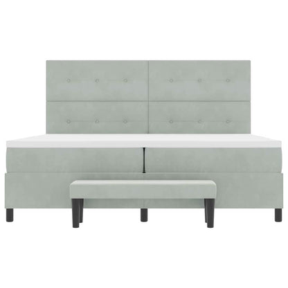Boxspring bed met matras Lichtgrijs 200 x 200 cm Fluweel