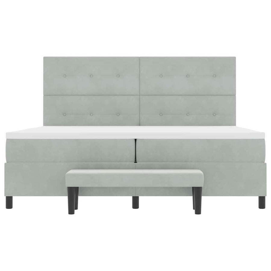 Boxspring bed met matras Lichtgrijs 200 x 200 cm Fluweel