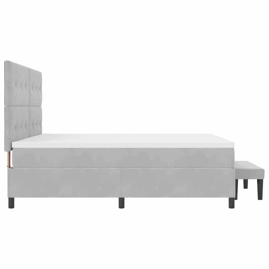 Boxspring bed met matras Lichtgrijs 200 x 200 cm Fluweel