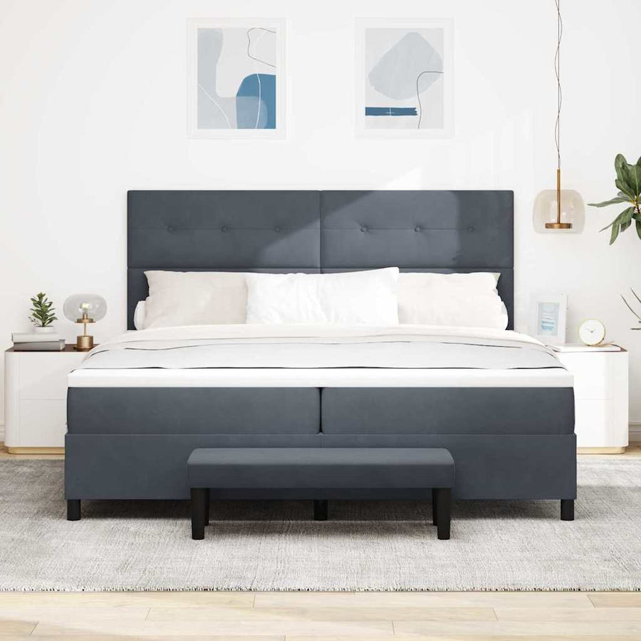 Boxspring bed met matras Donkergrijs 200 x 200 cm Fluweel