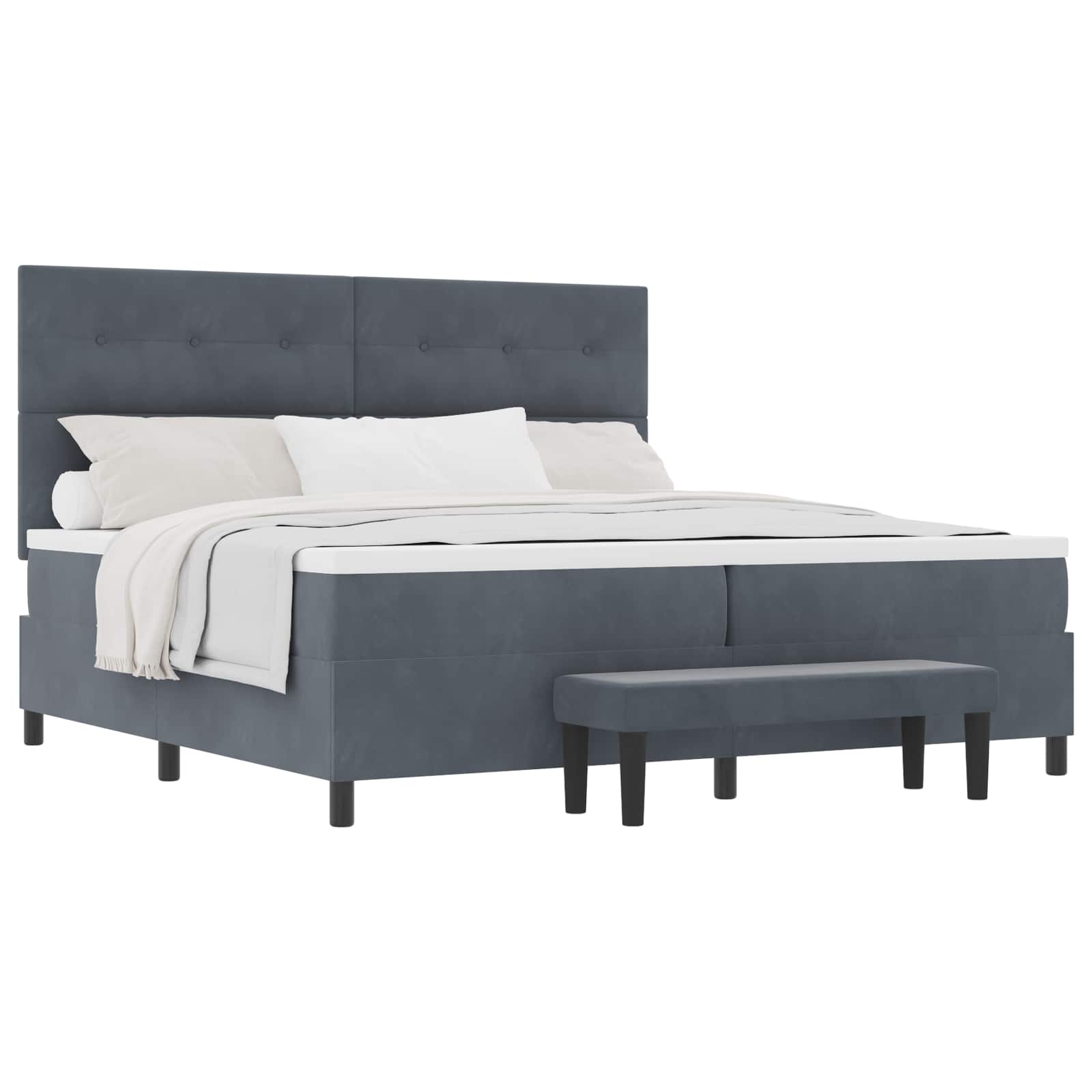 Boxspring bed met matras Donkergrijs 200 x 200 cm Fluweel