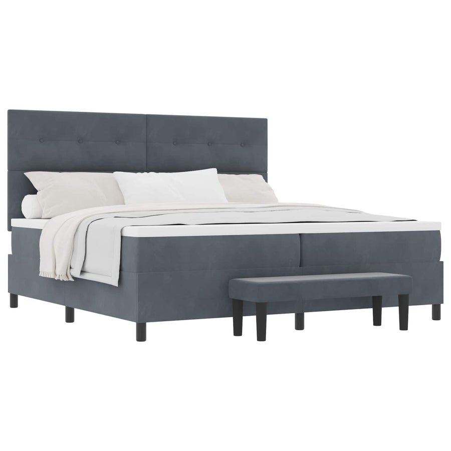 Boxspring bed met matras Donkergrijs 200 x 200 cm Fluweel