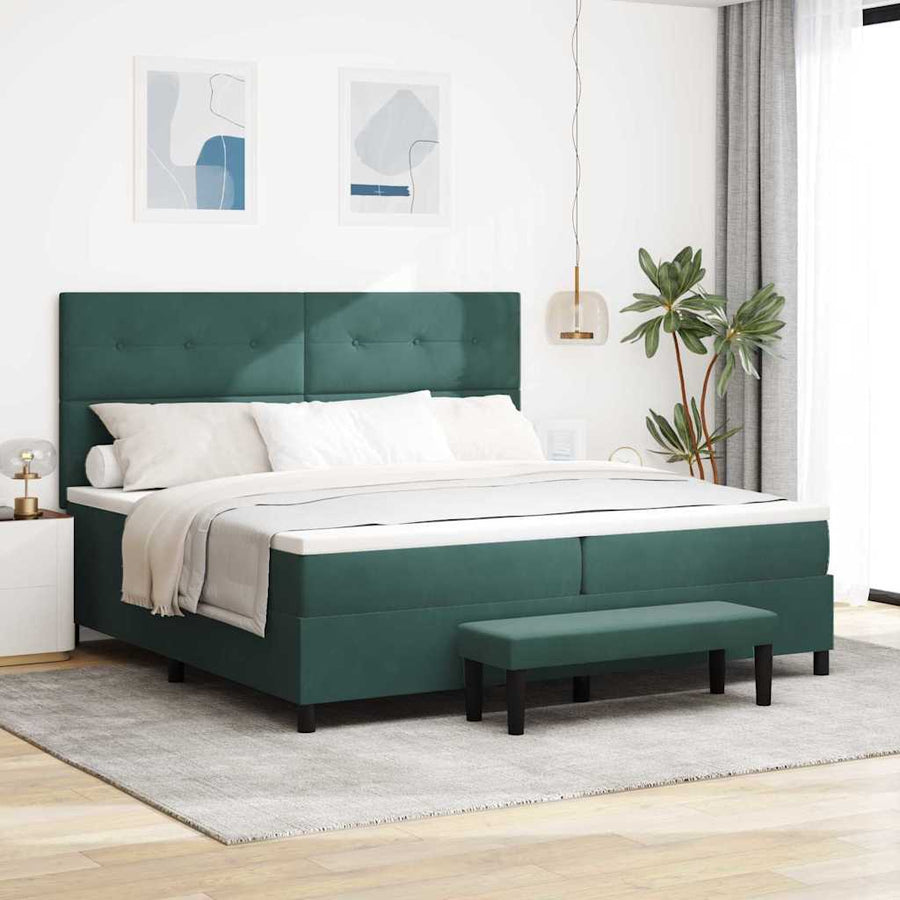 Boxspring bed met matras Donkergroen 200 x 200 cm Fluweel
