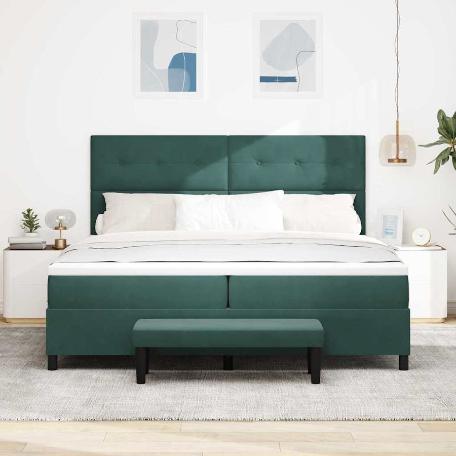 Boxspring bed met matras Donkergroen 200 x 200 cm Fluweel