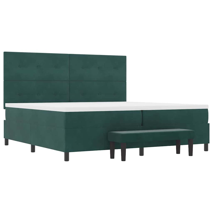 Boxspring bed met matras Donkergroen 200 x 200 cm Fluweel
