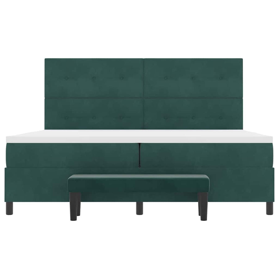 Boxspring bed met matras Donkergroen 200 x 200 cm Fluweel