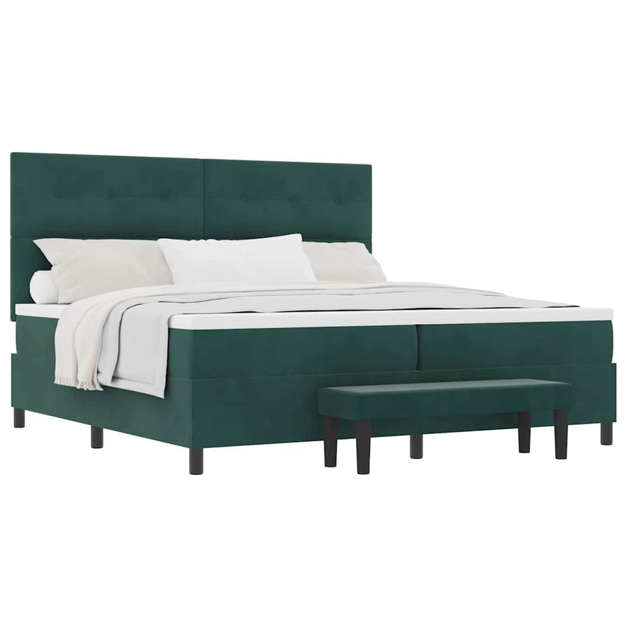 Boxspring bed met matras Donkergroen 200 x 200 cm Fluweel