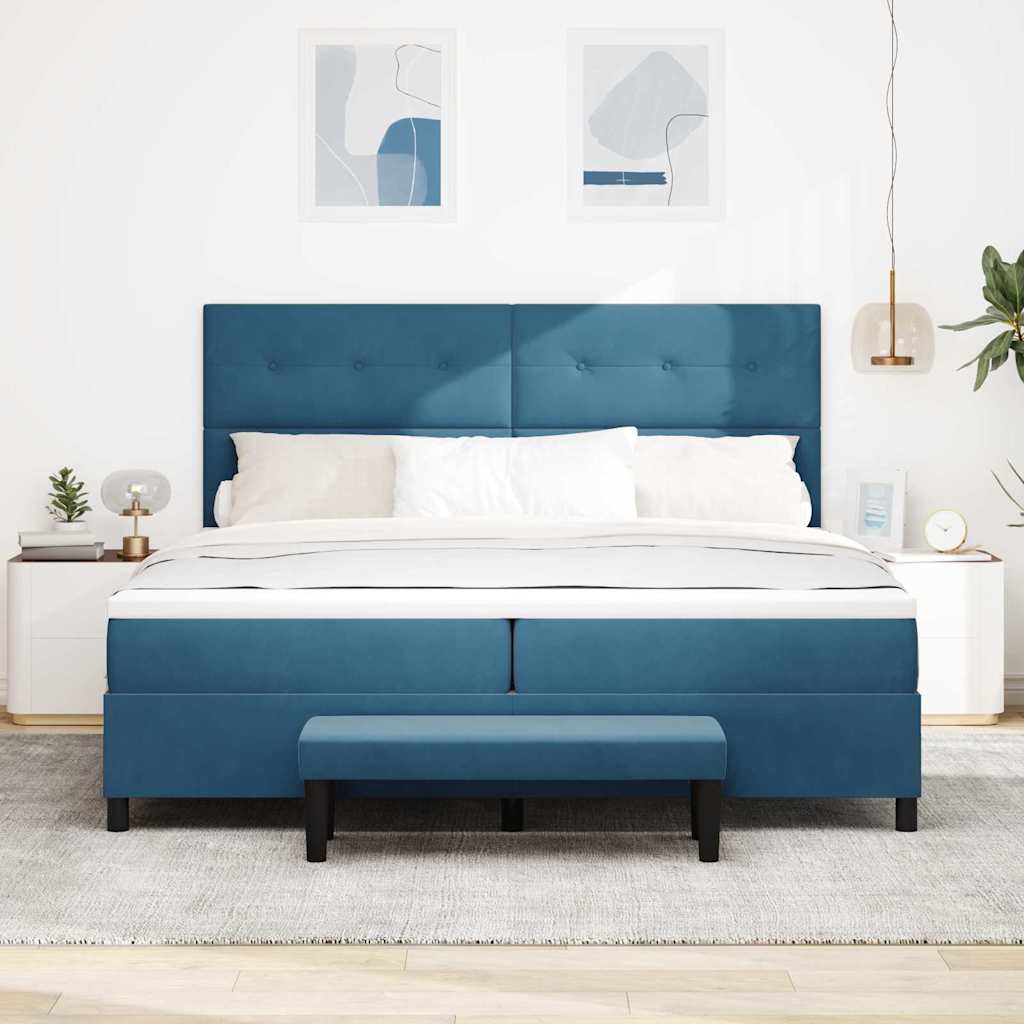 Boxspring bed met matras Donkerblauw 200 x 200 cm Fluweel