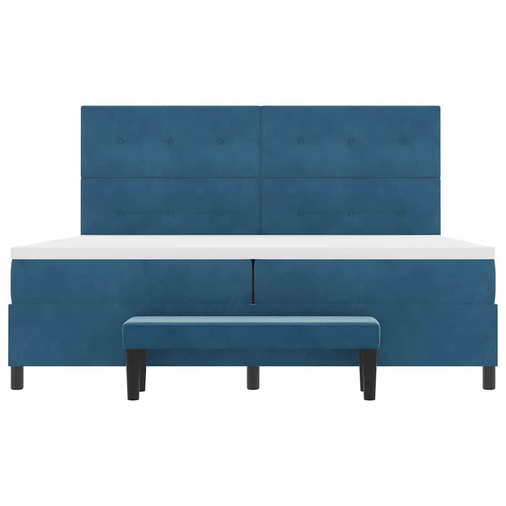 Boxspring bed met matras Donkerblauw 200 x 200 cm Fluweel