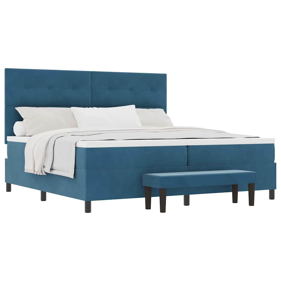 Boxspring bed met matras Donkerblauw 200 x 200 cm Fluweel
