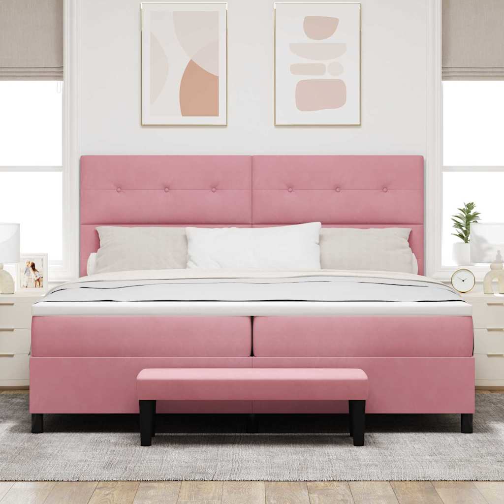 Boxspring Bed Met Matras Fluweel Roze 200 x 200 cm