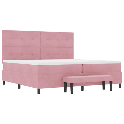Boxspring Bed Met Matras Fluweel Roze 200 x 200 cm