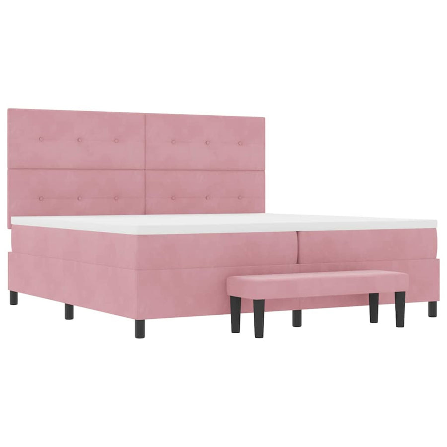 Boxspring Bed Met Matras Fluweel Roze 200 x 200 cm