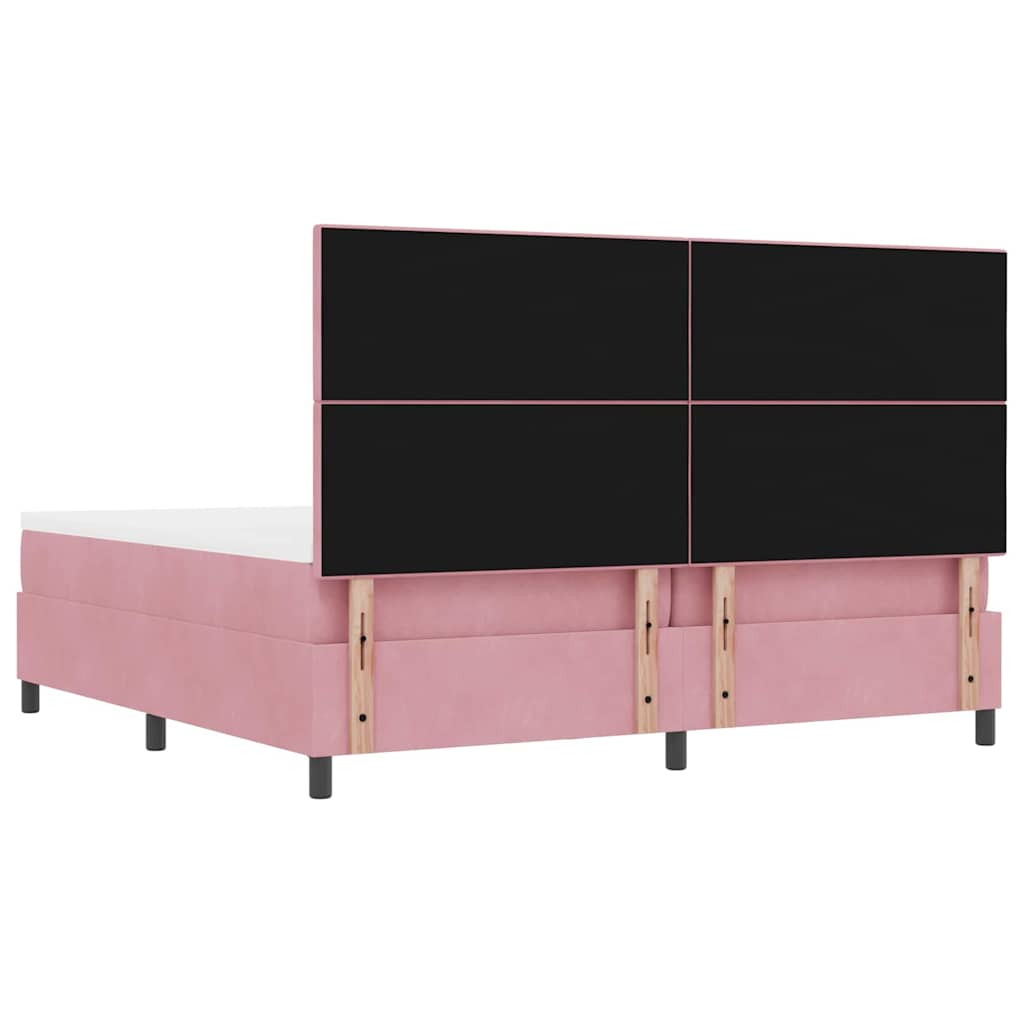 Boxspring Bed Met Matras Fluweel Roze 200 x 200 cm