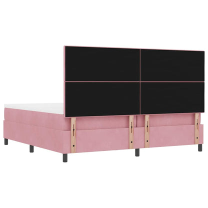 Boxspring Bed Met Matras Fluweel Roze 200 x 200 cm