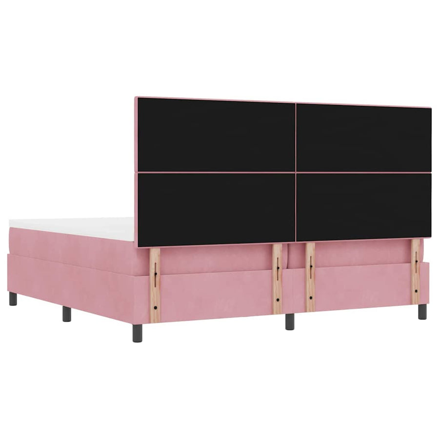Boxspring Bed Met Matras Fluweel Roze 200 x 200 cm