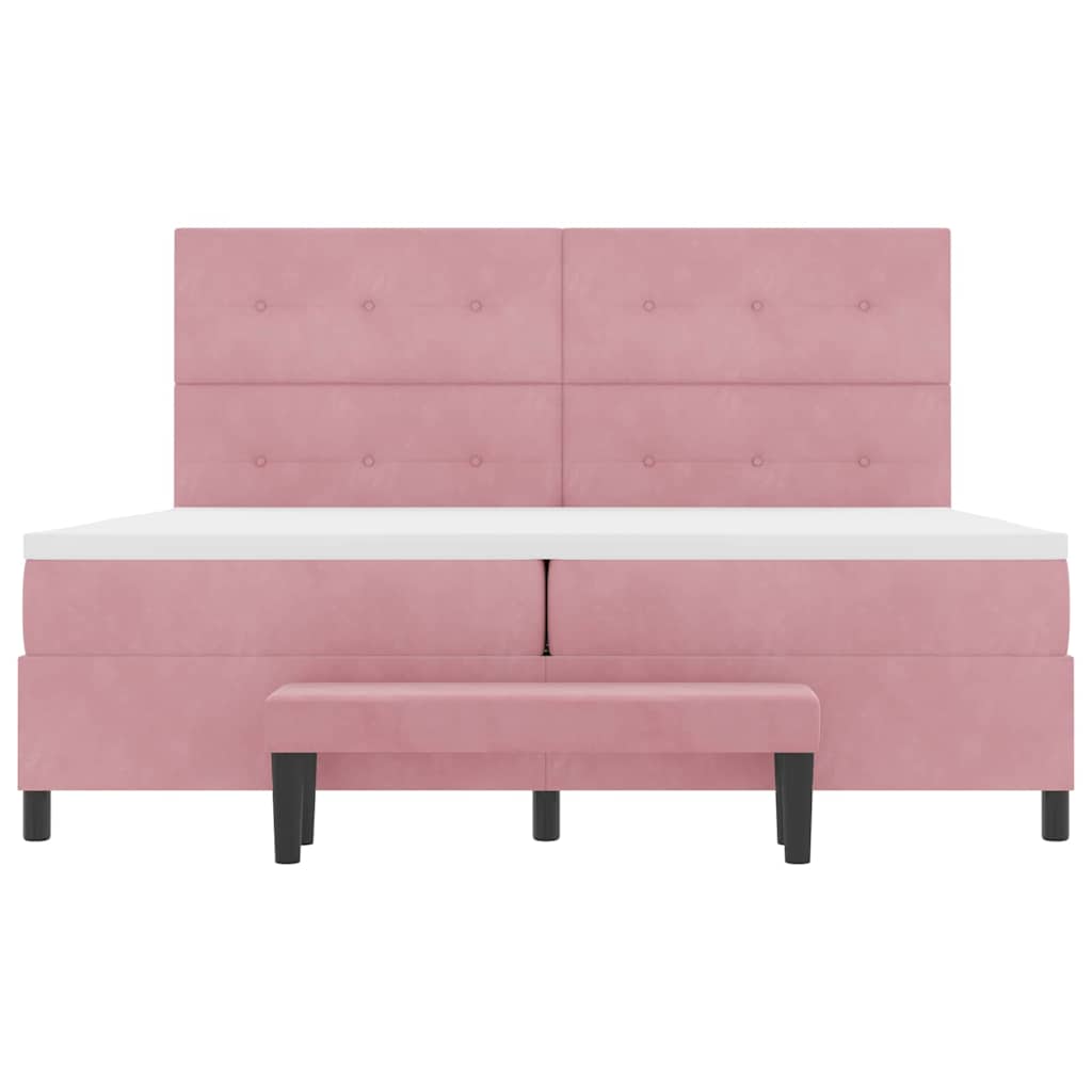 Boxspring Bed Met Matras Fluweel Roze 200 x 200 cm