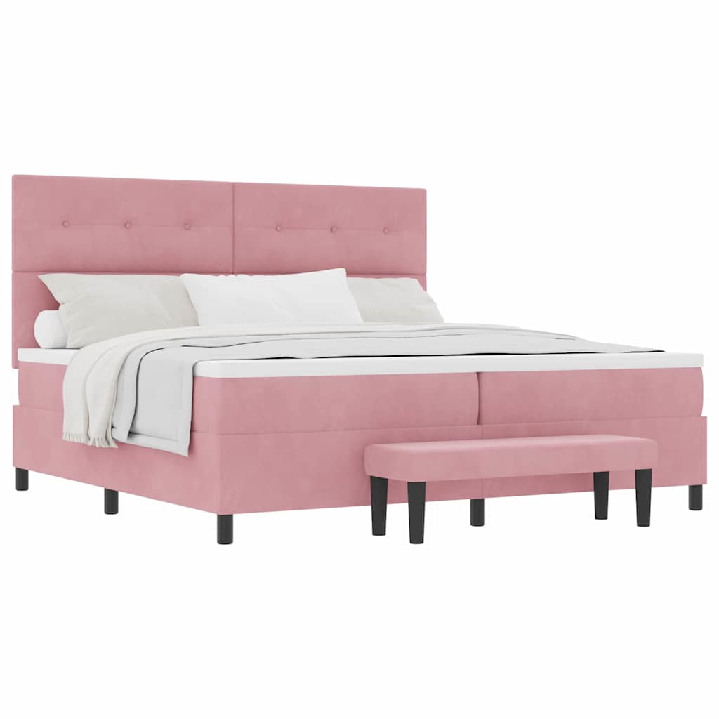 Boxspring Bed Met Matras Fluweel Roze 200 x 200 cm