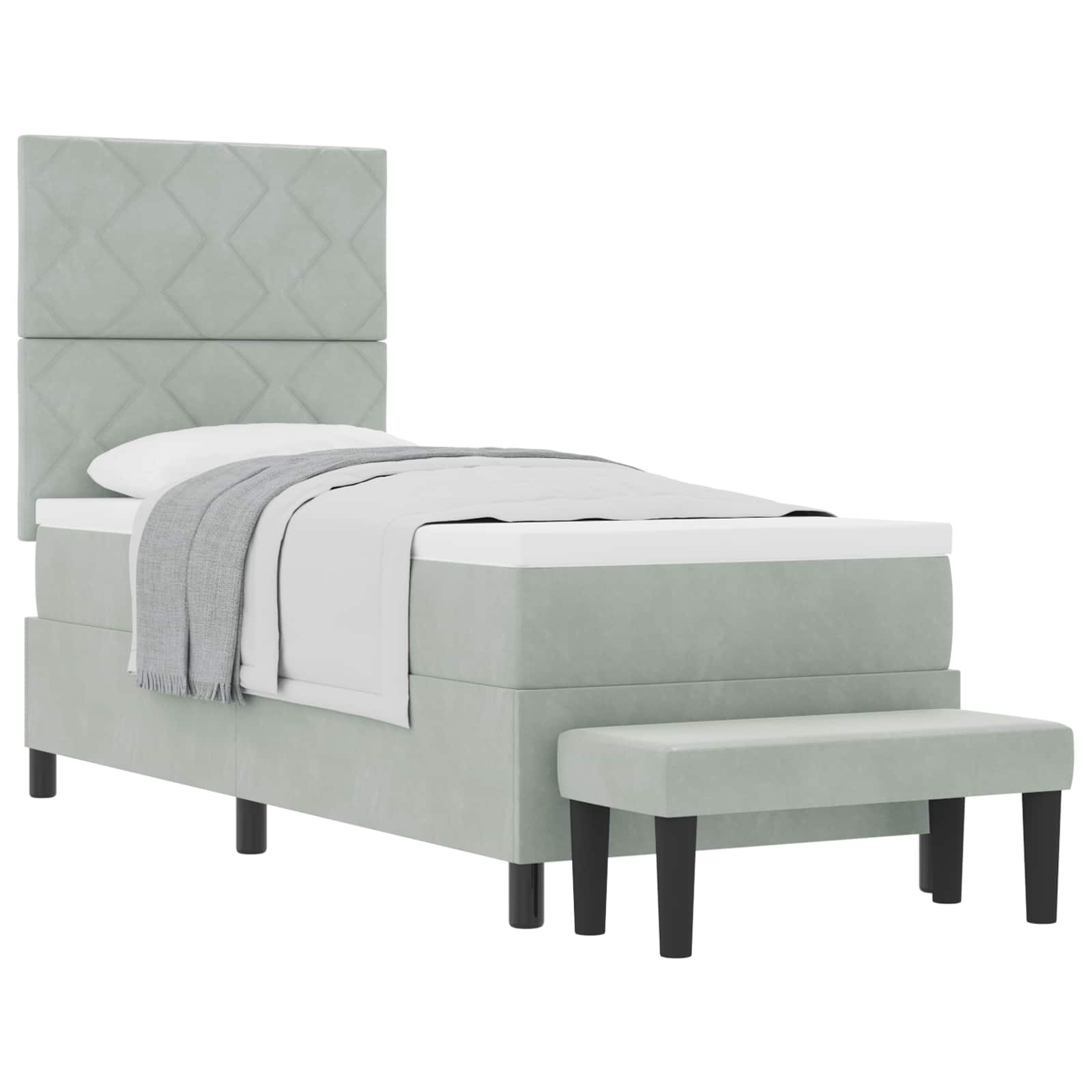 Boxspring bed met hoofdeinde Lichtgrijs 200 x 80 cm Fluweel