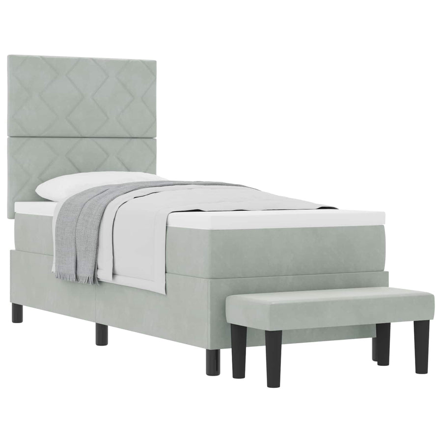 Boxspring bed met hoofdeinde Lichtgrijs 200 x 80 cm Fluweel