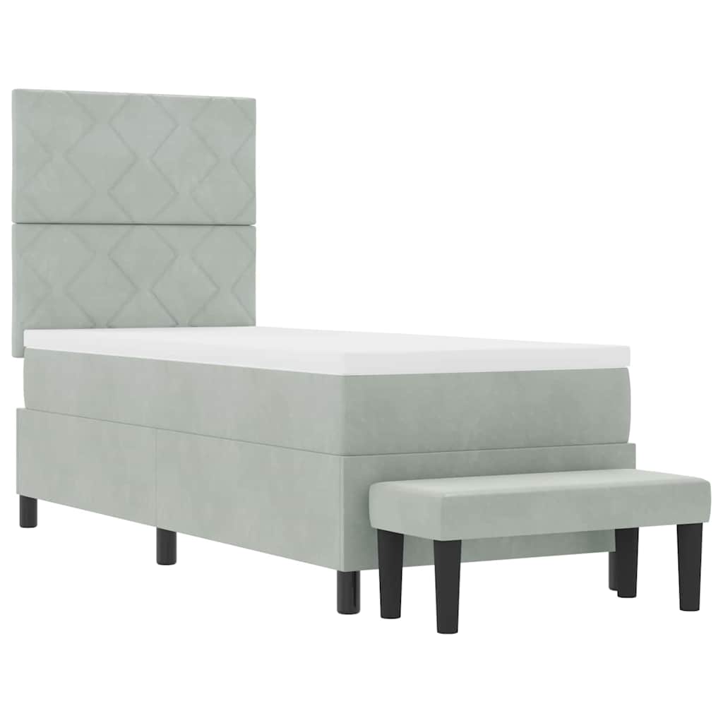 Boxspring bed met hoofdeinde Lichtgrijs 200 x 80 cm Fluweel