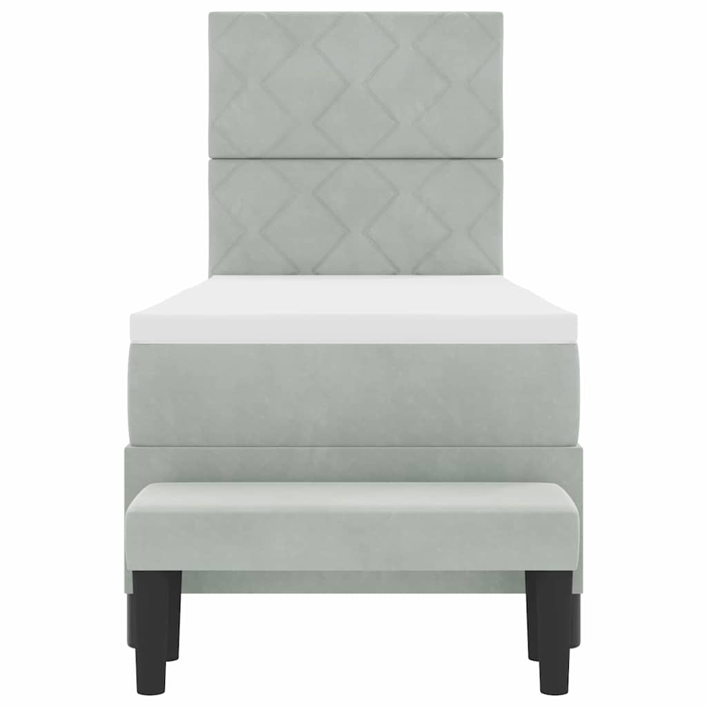 Boxspring bed met hoofdeinde Lichtgrijs 200 x 80 cm Fluweel
