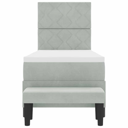 Boxspring bed met hoofdeinde Lichtgrijs 200 x 80 cm Fluweel