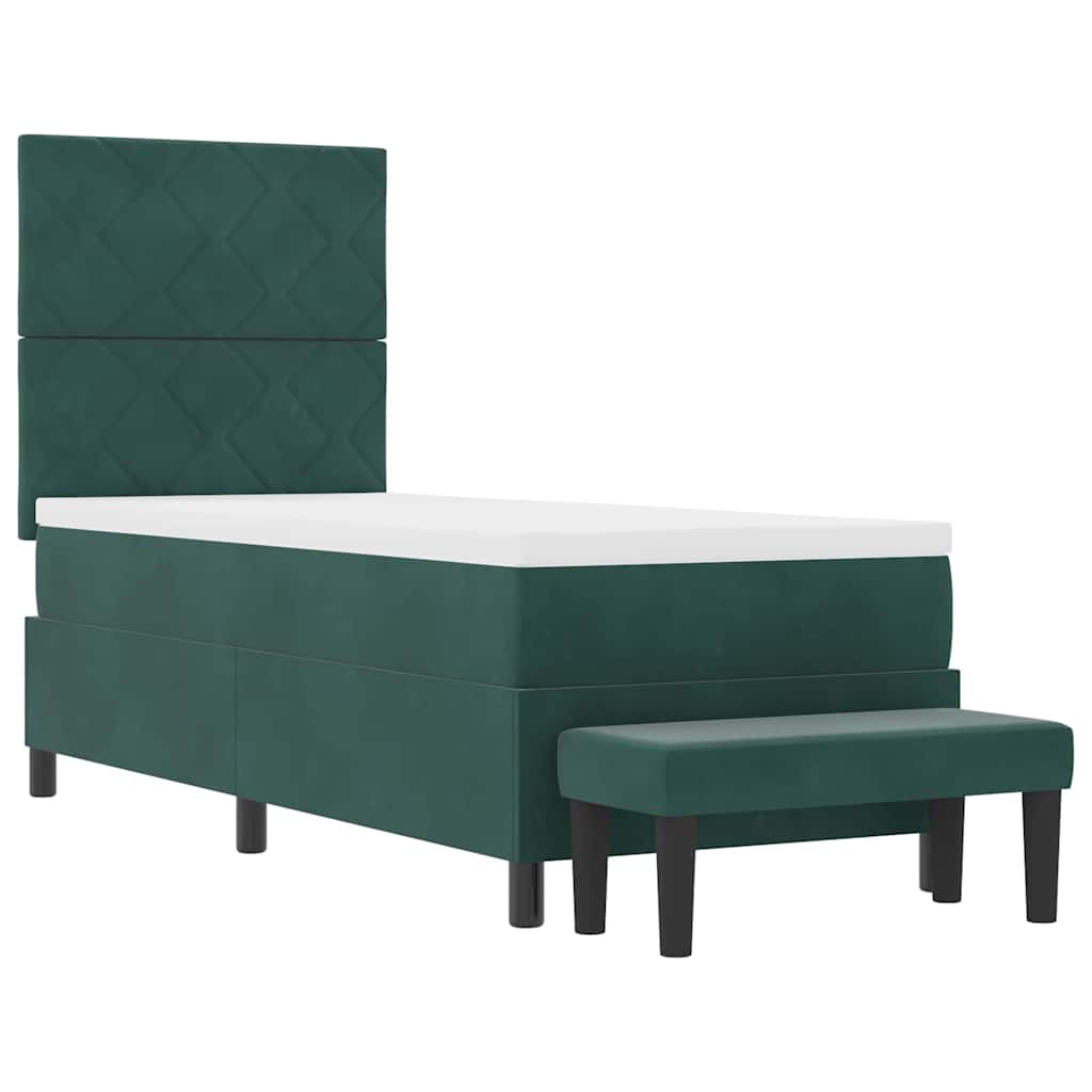 Boxspring bed met matras Donkergroen 80 x 200 cm Fluweel
