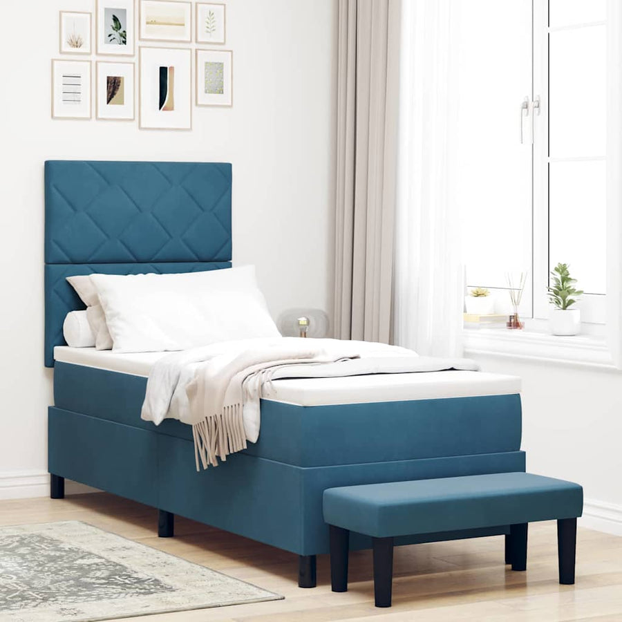 Boxspring bed met matras Donkerblauw 80 x 200 cm Fluweel