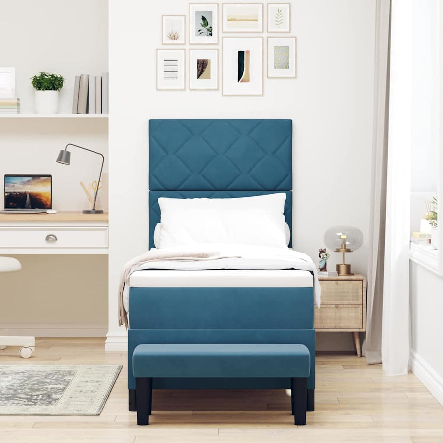 Boxspring bed met matras Donkerblauw 80 x 200 cm Fluweel