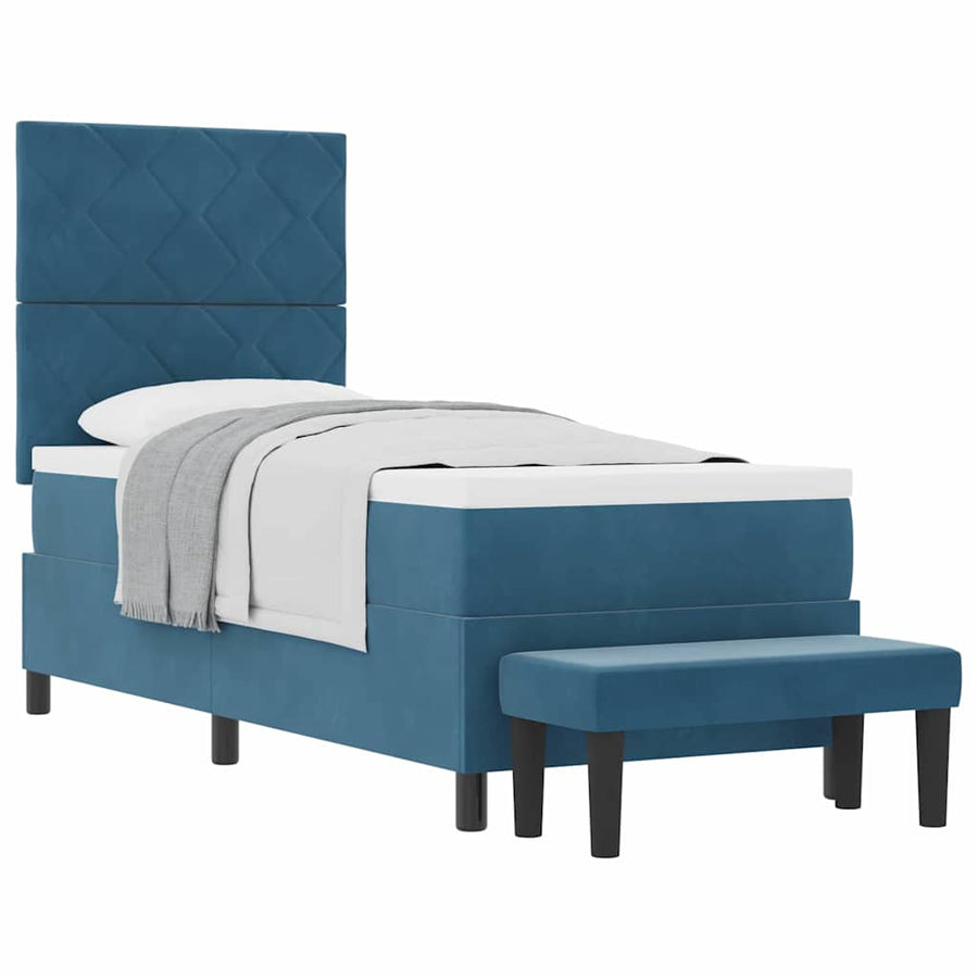 Boxspring bed met matras Donkerblauw 80 x 200 cm Fluweel