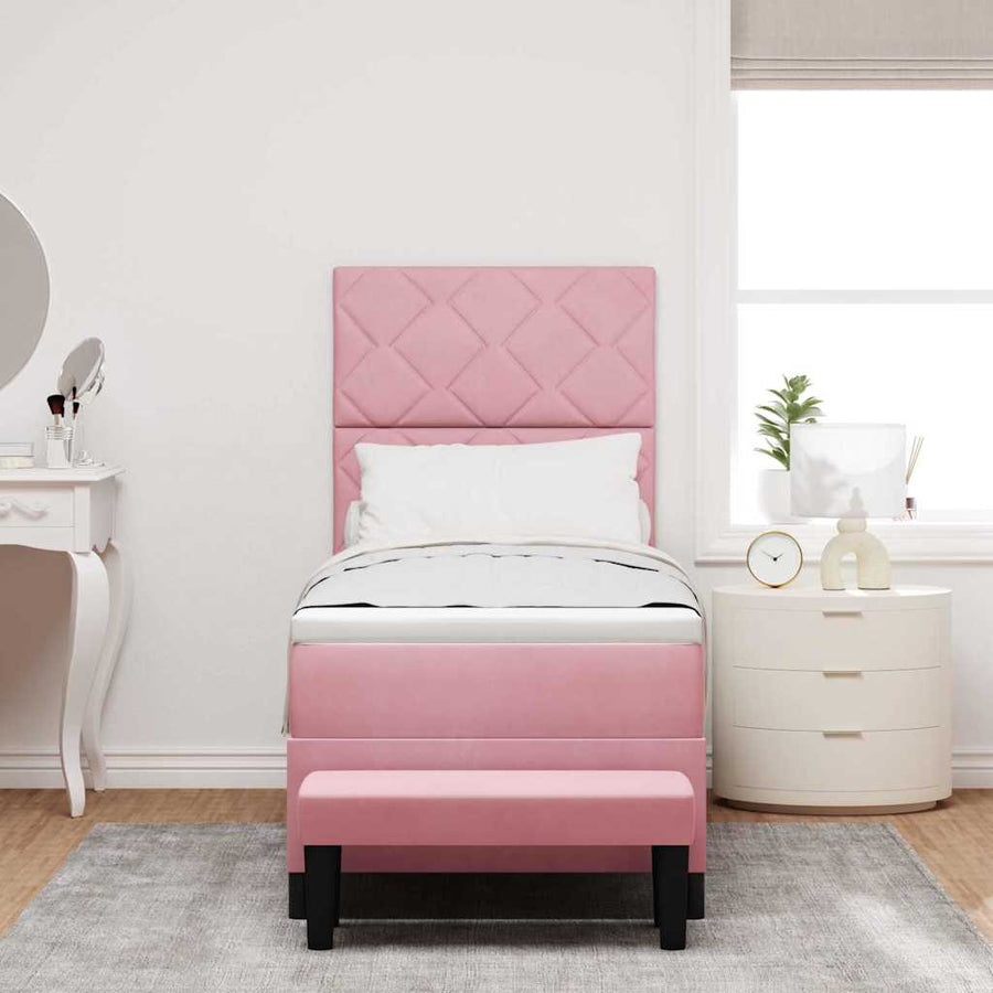 Boxspring bed met matras Roze 80 x 200 cm Fluweel