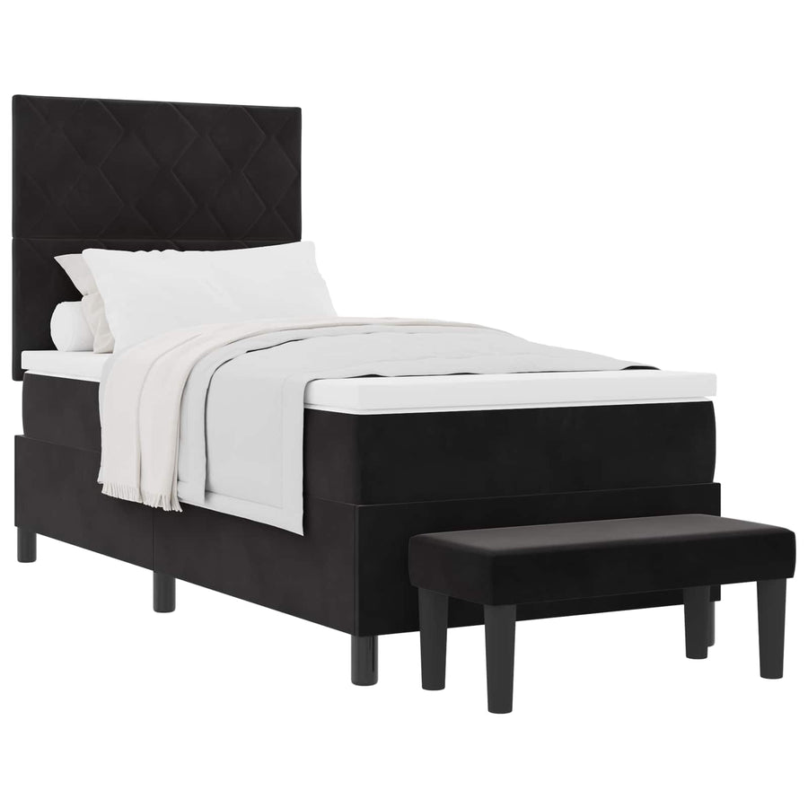Boxspring bed met hoofdeinde Zwart 190 x 90 cm Fluweel