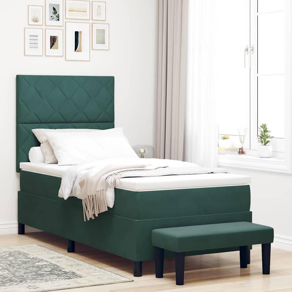 Boxspring bed met matras Donkergroen 90 x 190 cm Fluweel