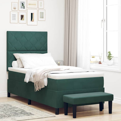 Boxspring bed met matras Donkergroen 90 x 190 cm Fluweel