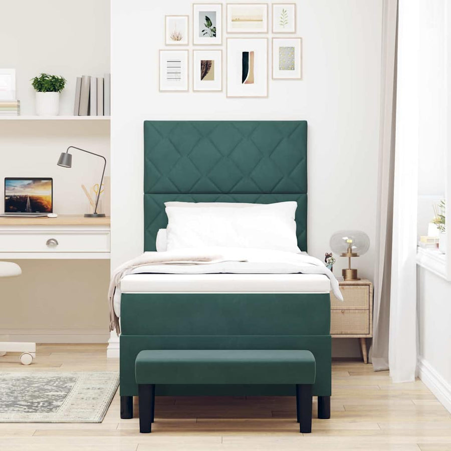 Boxspring bed met matras Donkergroen 90 x 190 cm Fluweel