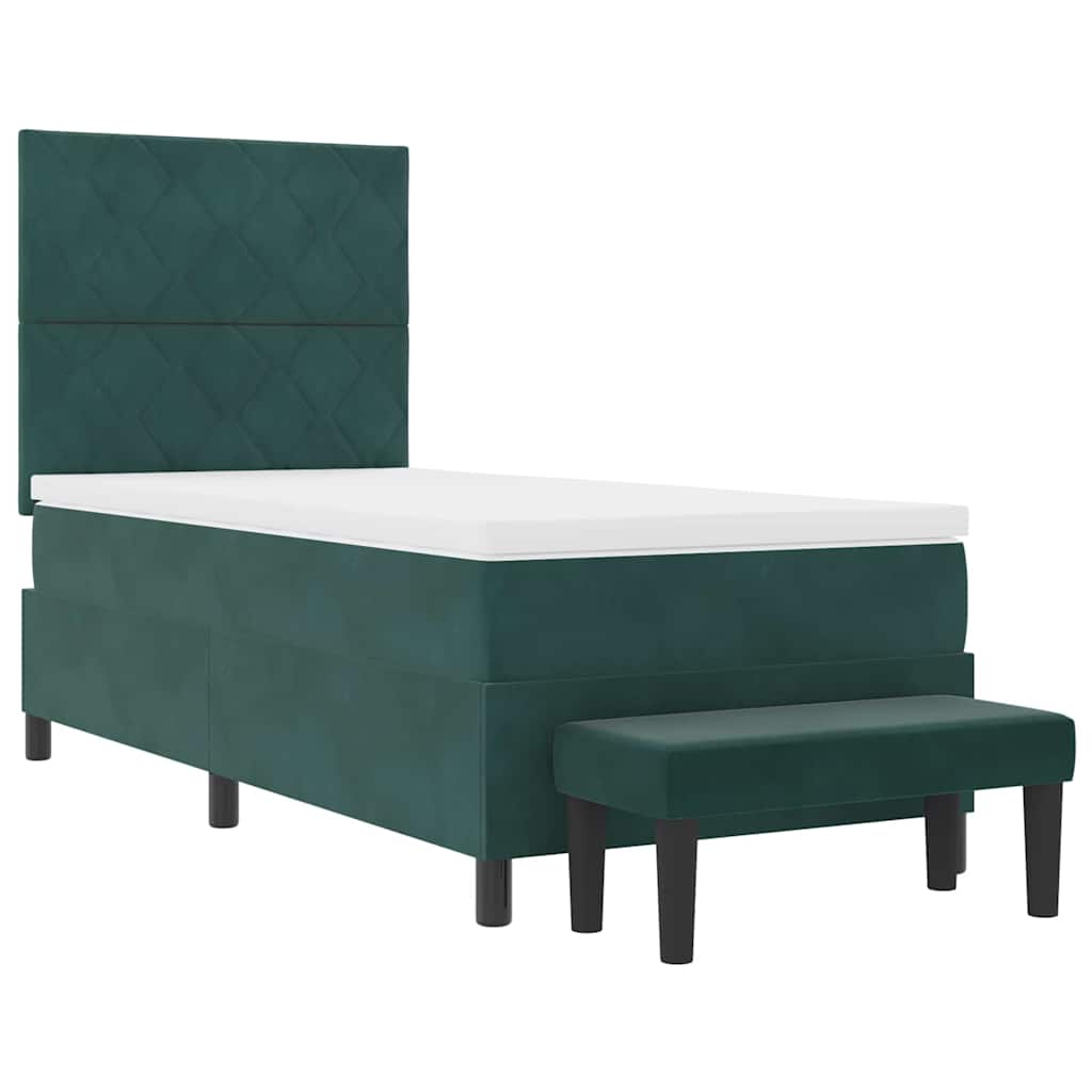 Boxspring bed met matras Donkergroen 90 x 190 cm Fluweel