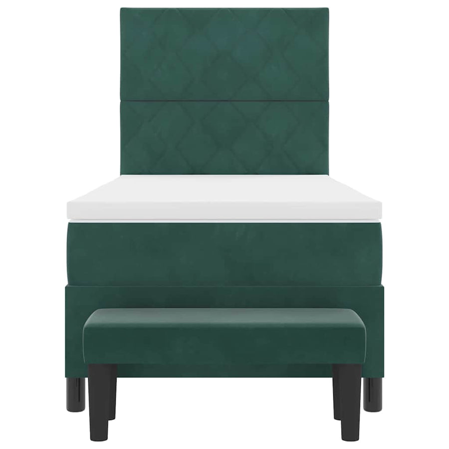 Boxspring bed met matras Donkergroen 90 x 190 cm Fluweel