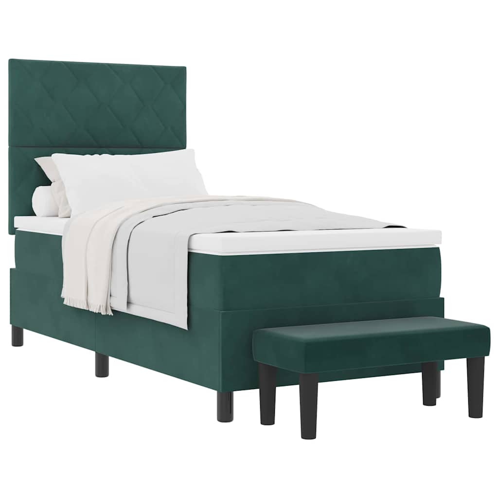 Boxspring bed met matras Donkergroen 90 x 190 cm Fluweel