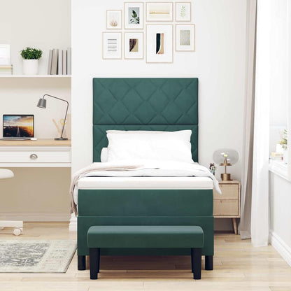Boxspring bed met matras Donkergroen 90 x 200 cm Fluweel