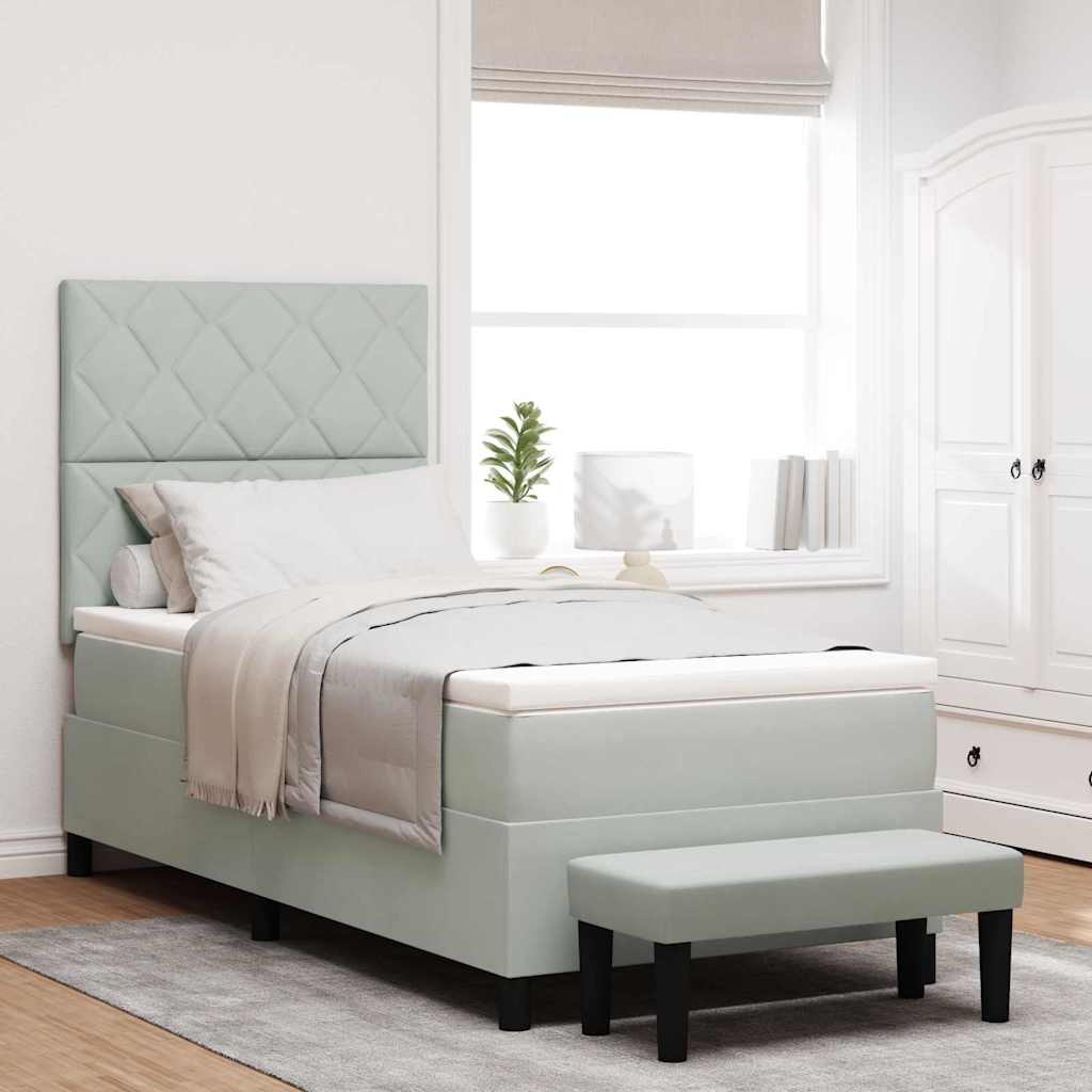 Boxspring bed met hoofdeinde Lichtgrijs 200 x 100 cm Fluweel