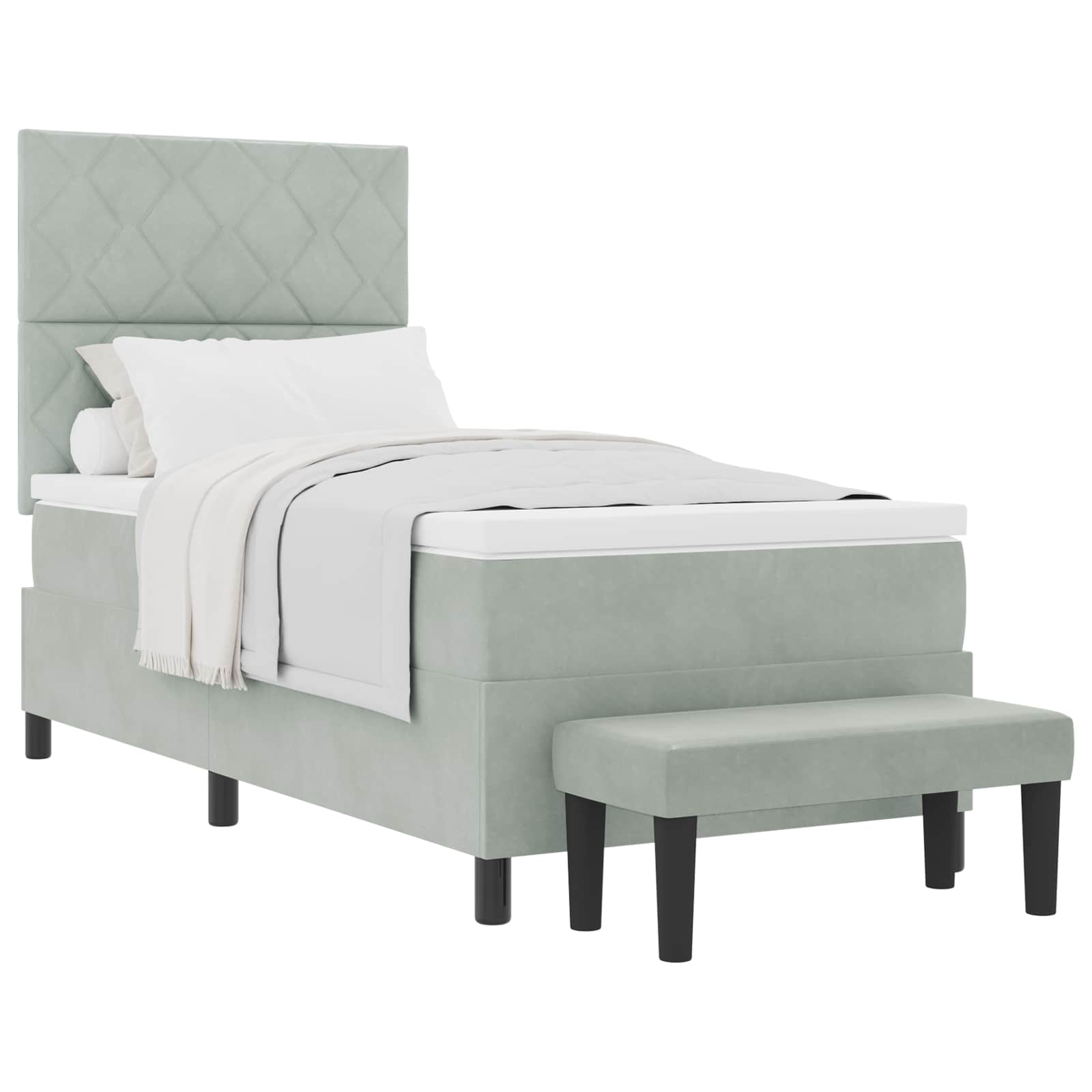 Boxspring bed met hoofdeinde Lichtgrijs 200 x 100 cm Fluweel