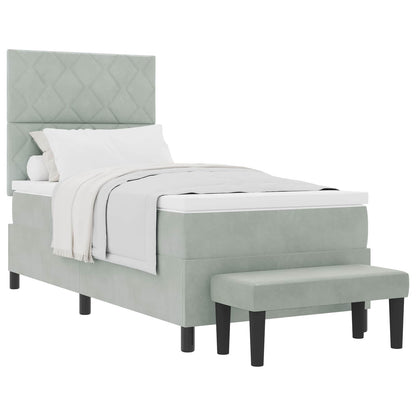 Boxspring bed met hoofdeinde Lichtgrijs 200 x 100 cm Fluweel