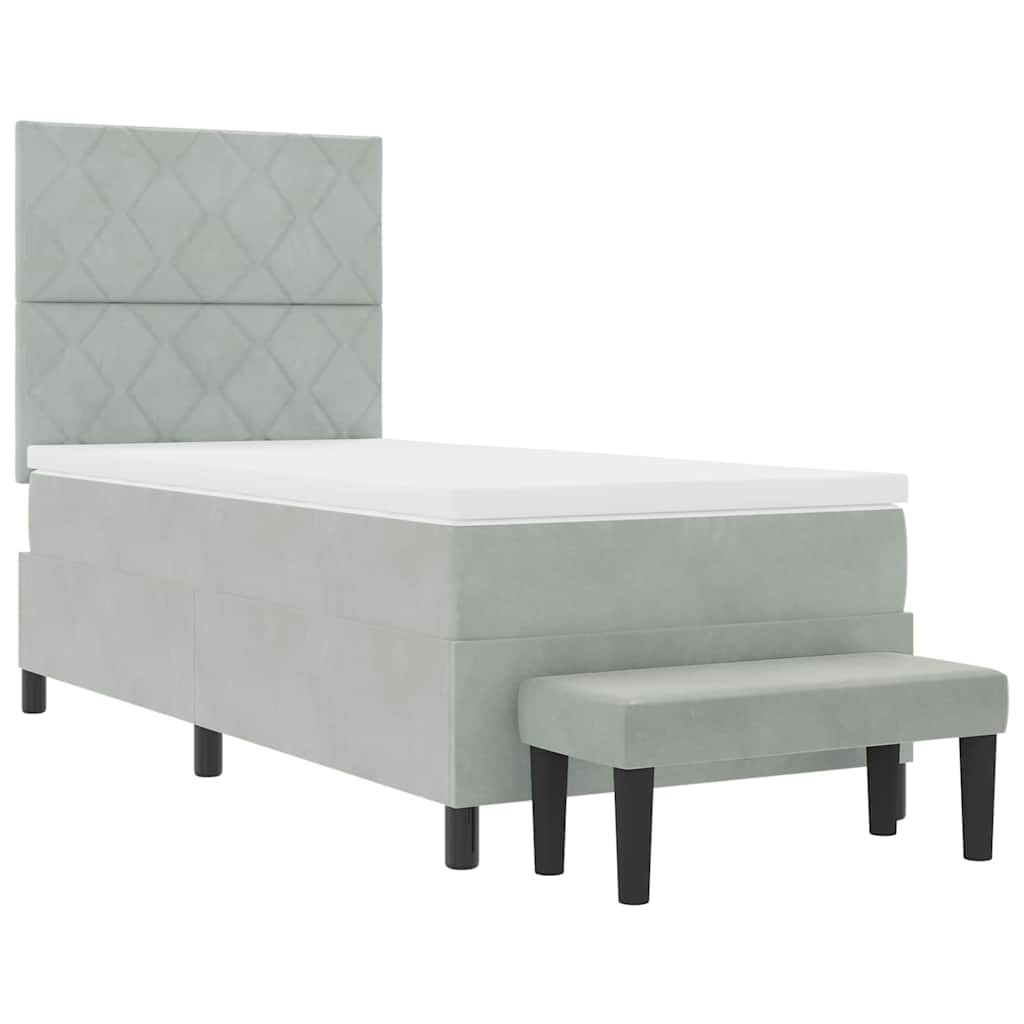 Boxspring bed met hoofdeinde Lichtgrijs 200 x 100 cm Fluweel