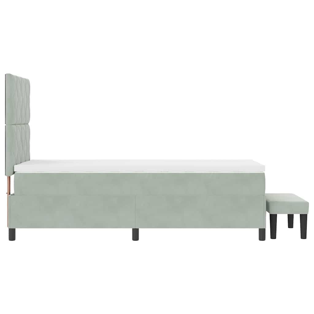 Boxspring bed met hoofdeinde Lichtgrijs 200 x 100 cm Fluweel