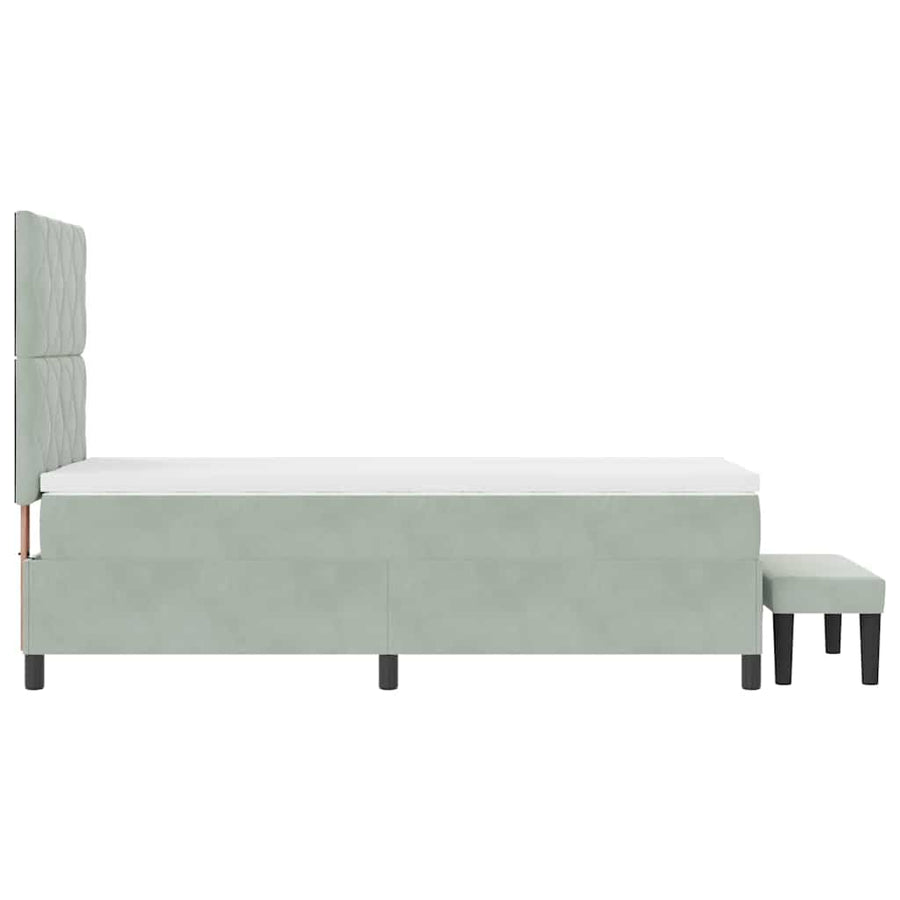 Boxspring bed met hoofdeinde Lichtgrijs 200 x 100 cm Fluweel
